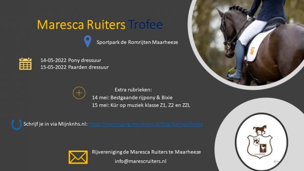 Inschrijvingen voor de Maresca Ruiters Trofee zijn geopend!